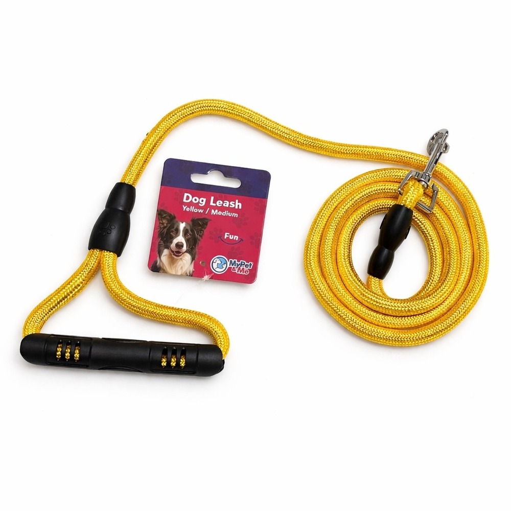 MyPet & Me 59" Yellow Rope Leash For Medium Dog Padded Handle Tangle Free NEW